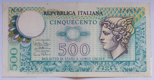 Banconota 500 lire con - lire,
