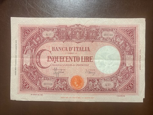 Banconota 500 lire 08 - da, 1/08/44